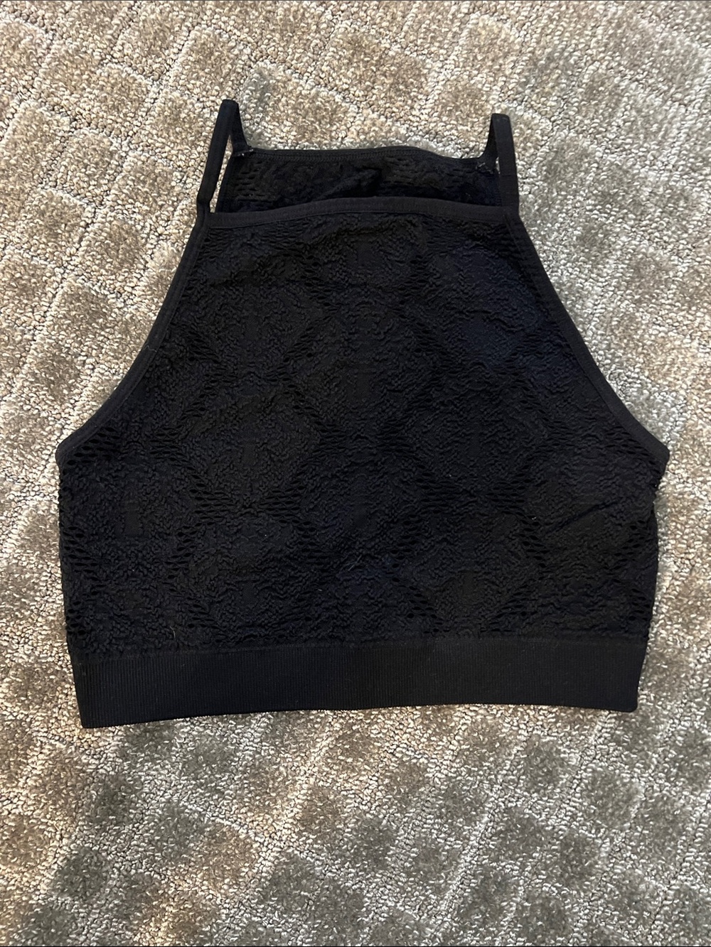 aerie Black High-Neck Lace Crop Top